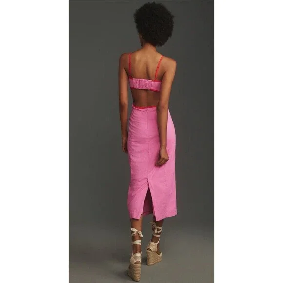 chinese dress ladies The Dafni Cutout Linen Midi Dress by Maeve